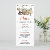 Woodland One Happy Camper First Birthday Menu (Debout devant)