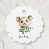Woodland Opossum Baby Shower • Neutral Bedankjes Labels (Voorkant)