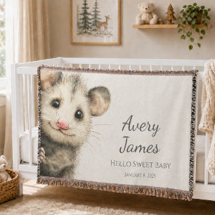 Woodland Opossum Baby • Warm Cream Nursery Deken