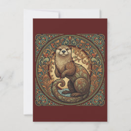 Woodland Otter Nordic Folk Art Flat Thank You Bedankkaart