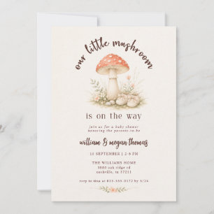 Woodland Our Little Mushroom Baby Shower Kaart