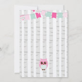 Woodland Owl Baby Girl Shower Kaart (Achterkant)