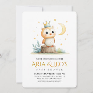 Woodland Owl Baby shower Invitation Kaart