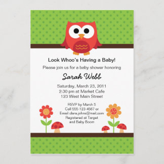 Woodland Owl Baby shower Invitation Kaart