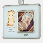 Woodland Owl Baby's 1e kerstfoto Ornament (Links)