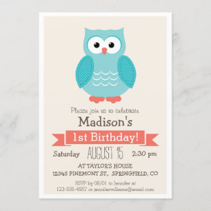 Woodland Owl Birthday Party Invitation Kaart