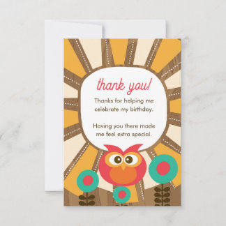 Woodland Owl First Birthday Thank you  – One Year  Bedankkaart