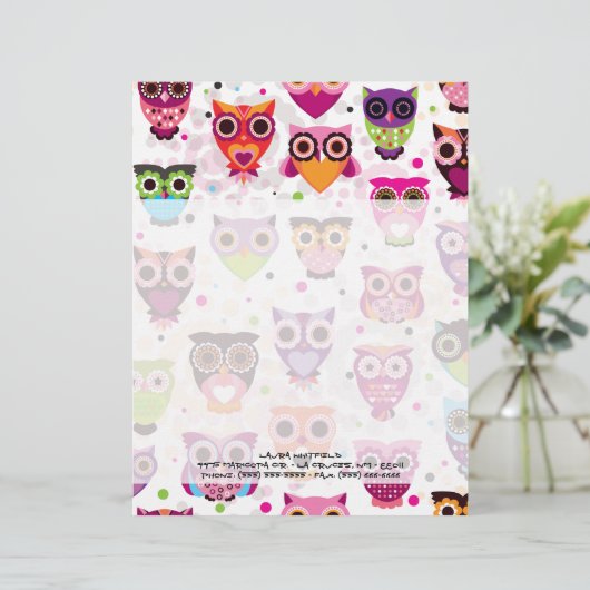 Woodland Owl Forest Hoot briefhoofd briefpapier (Staand voorkant)