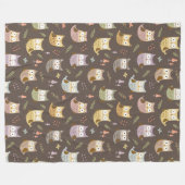 Woodland Owl Pattern, Kinder Brown Fleece Deken (Voorkant (Horizontaal))