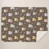 Woodland Owl Pattern, Kinder Brown Sherpa Deken (Voorkant (horizontaal))