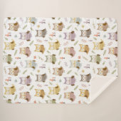 Woodland Owl Pattern, Kinder White Sherpa Deken (Voorkant (horizontaal))