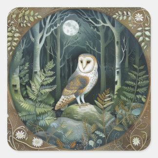 Woodland Owl Vierkante Sticker