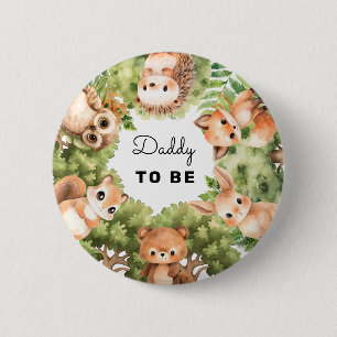 Woodland papa om baby jongen douche ronde button 5,7 cm