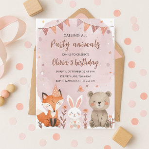 Woodland Party Animals Verjaardag Forest Animal Gi Kaart