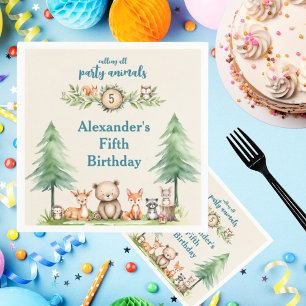 Woodland Party Animals Verjaardagsfeestje Uitnodig Servet