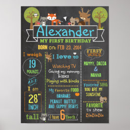 Woodland Party poster voor eerste verjaardag