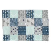 Woodland Patchwork in munt, marine en grijs Kussensloop (Voorkant)