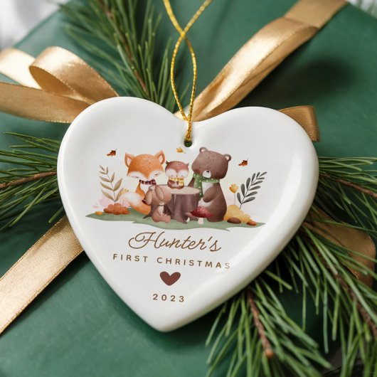 Woodland Photo Baby's Eerste Kerstmis Keramisch Ornament