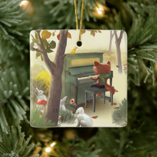 Woodland Pianist Keramisch Ornament