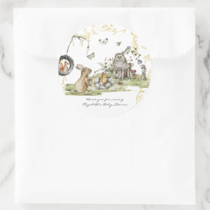 Woodland Picnic   Baby shower van bosdieren Ronde Sticker