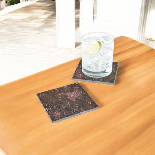 Woodland Pine & Berries Soft Pinks Feestelijke Pat Glazen Onderzetter