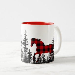 Woodland Pine Forest Buffalo Pset Wild Horse Tweekleurige Koffiemok