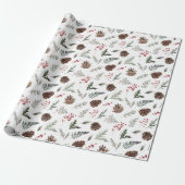 Woodland Pine Rustieke Kerstmis Cadeaupapier (Uitgerold)