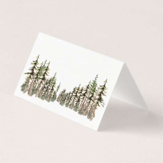 Woodland Pine Tree Forest Guest Seat Place Card Visitekaartjes (Achterkant)