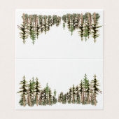 Woodland Pine Tree Forest Guest Seat Place Card Visitekaartjes (Buitenkant ongevouwen)