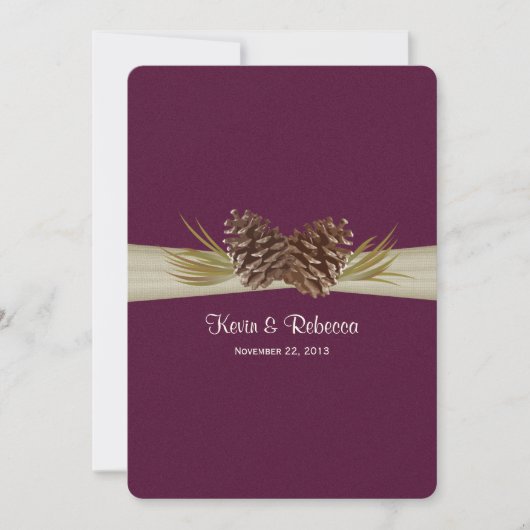 Woodland Pines Deep Plum Bruiloft Kaart (Voorkant)