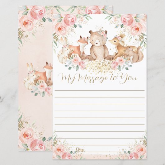 Woodland Pink Floral 1st Birthday Capsule Message (Voorkant / Achterkant)