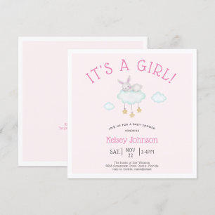 Woodland Pink Het is een Girl Bunny Baby shower Kaart