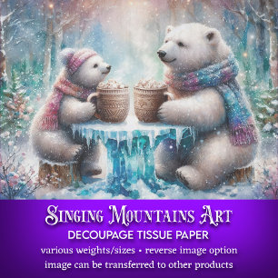 Woodland Polar Beren met Hot Chocolate Decoupage Tissuepapier