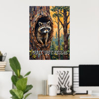 Woodland Portrait: wasbeer in een vogelnest