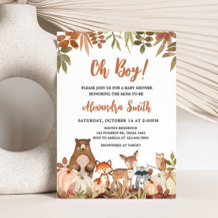 Woodland Pumpkin Animals Baby shower Kaart