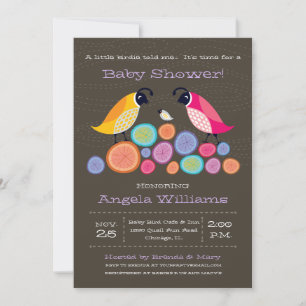 Woodland Quail Baby shower Invitation II Kaart