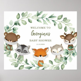 Woodland Quarantine Baby shower Parade Welcome Poster