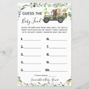 Woodland Raad de Babyvoeding Baby Shower Spelkaart Flyer