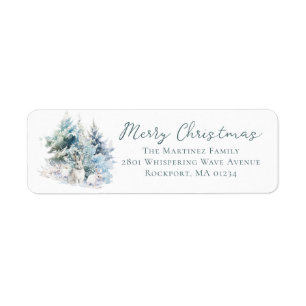 Woodland Rabbit Christmas Return Adreslabel Etiket