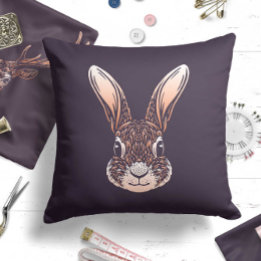 Woodland Rabbit Throw Pillow Modern Bunny Nursery Kussen