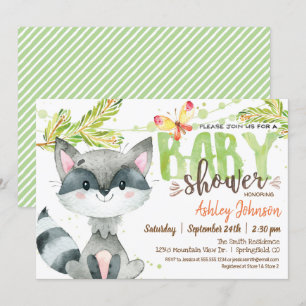 Woodland Raccoon Baby shower-uitnodiging Kaart