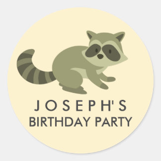 Woodland Raccoon Birthday Sticker