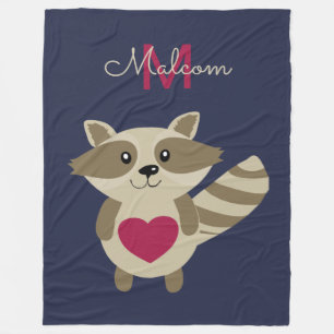 Woodland Raccoon Schattig Monogrammed Personalized Fleece Deken
