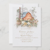 Woodland Red Barn Forest invitations de mariage (Devant)