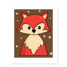 Woodland Red Fox Illustration Poster Afdrukken