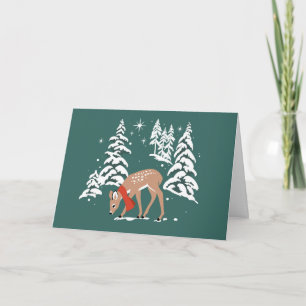 Woodland rendier in de winter feestdagen kaart