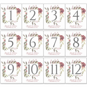 Woodland Roos Table Number Stickers