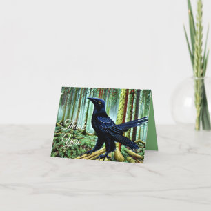 Woodland Rustic Black Raven Bedankkaart