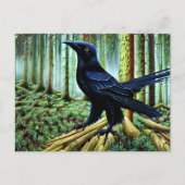 Woodland Rustic Black Raven Briefkaart (Voorkant)