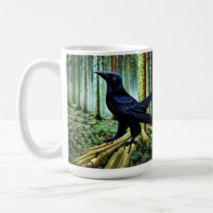 Woodland Rustic Black Raven Koffiemok